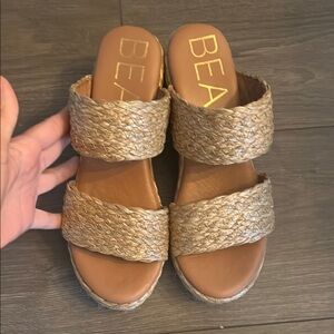 Beach By Exist Tan Sandals with Woven Straps